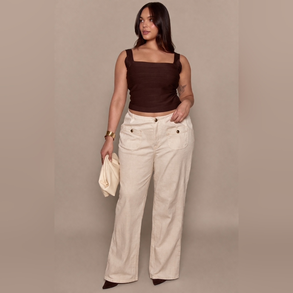 OPHELIA ROE WIDE LEG CREAM DENIM PANT NWT!